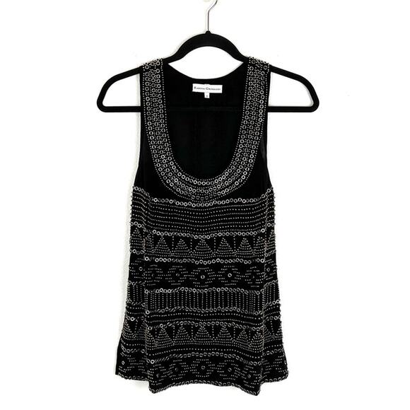 Karina Grimaldi 100% Silk Sleeveless Beaded Blouse Top Evening Elegant Small - Picture 1 of 7